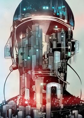 Cyberpunk Double Exposure 