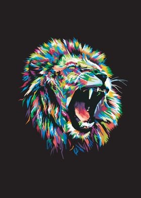 Colorful lion head