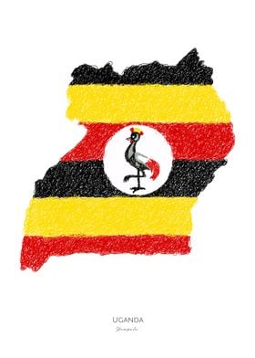Uganda World Cup Flag Map