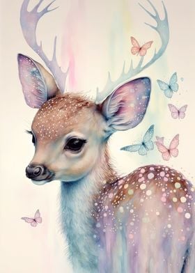 Sweet Fawn with Butterfly