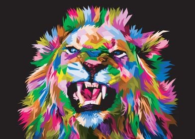 Colorful lion head