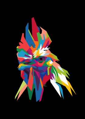 Colorful rooster head