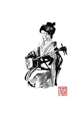 geisha shamisen player