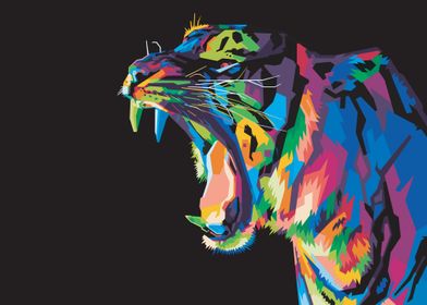 Colorful tiger head