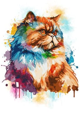 Colorful Persian Cat Art