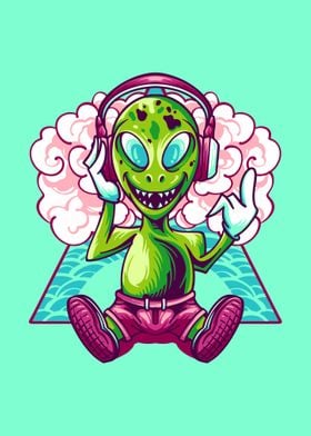 Alien listening music