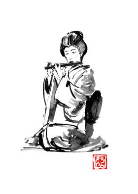 geisha flute player