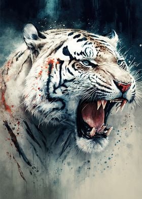 growling white tiger wallpaper