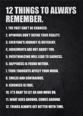 12 things to always remem