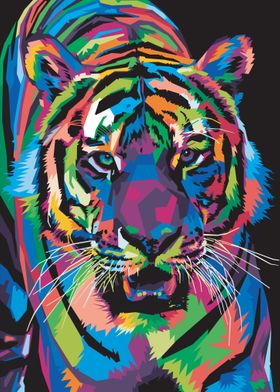 Colorful tiger head