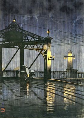 Ukiyo e Shinohashi Bridge