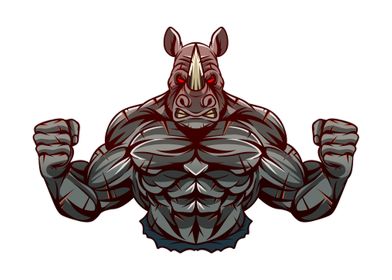 Half body angry rhino