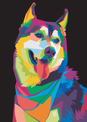 Colorful wolf head