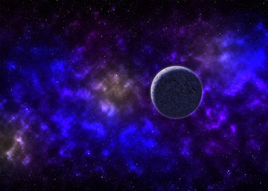 Purple planet in space
