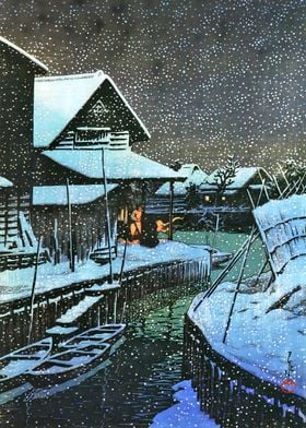 Ukiyo e Snow Night Urayasu