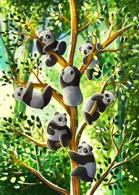 Pandas on a tree