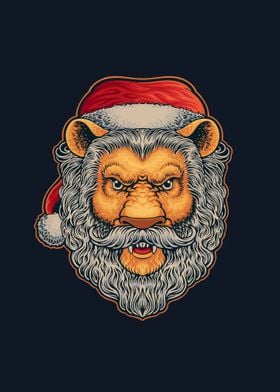 Lion santa mascot