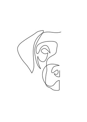 Dog Face One line art