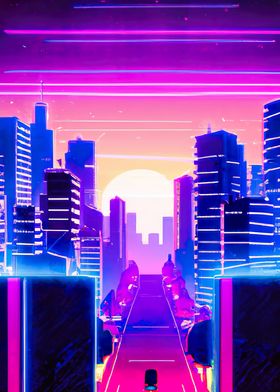 Neon City Sunset