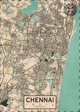 Chennai City Map Vintage