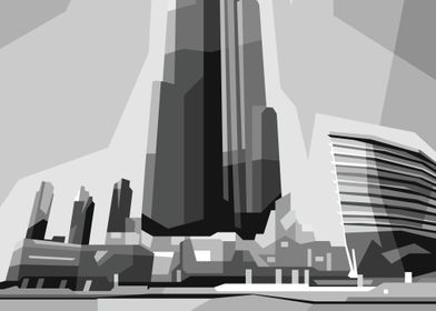 Burj Khalifa Grayscale 1