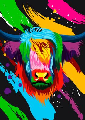 Colorful Highland Cow