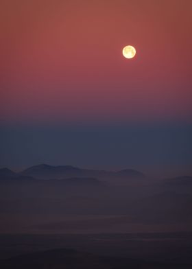 Night landscape with moon