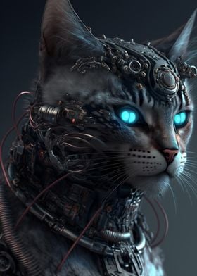 'Cyborg Cat No2' Poster by Muntwalt | Displate