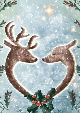 christmas deer love heart