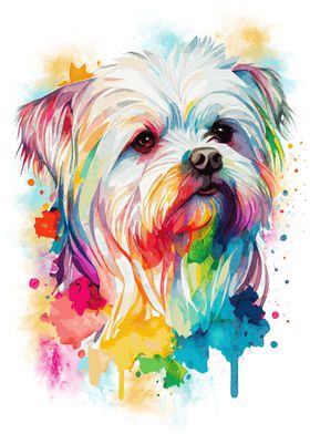 Colorful Maltese Dog Art