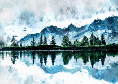 mountains watercolor