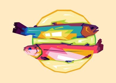 WPAP Fried fish Poster Art