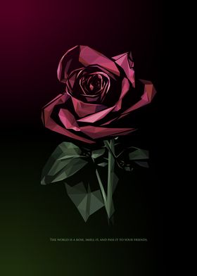 pink rose low poly art