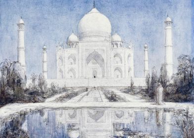 Taj Mahal bij maanlicht 