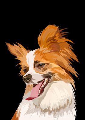 Papillon tongue out vector