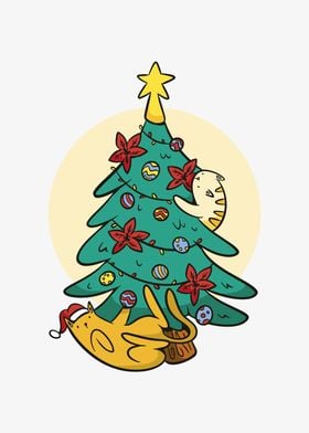 Funny Cat Christmas Tree