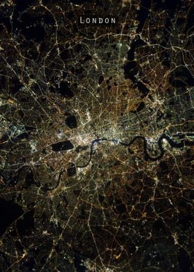 London at night from space