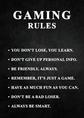 Gaming Rules Boy Game Room