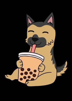 German Shepherd Boba Tea