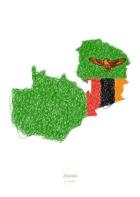 Zambia World Cup Flag Map