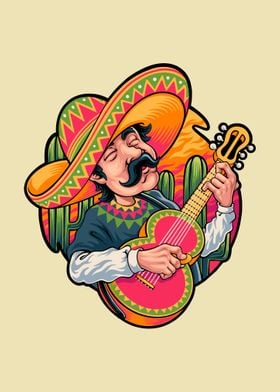 Mexican guitarist cartoon