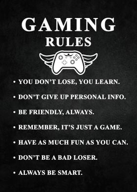 Gaming Rules Boy Game Room