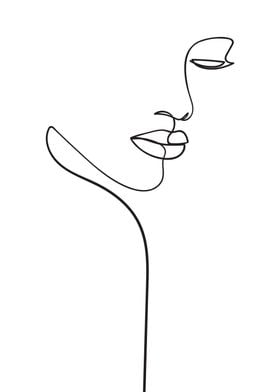 Woman face line drawings