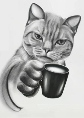 drink coffee and cat