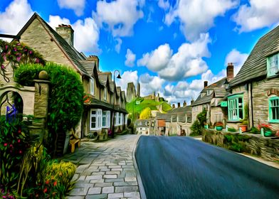 CORFE CASTLE IN ENGLAND