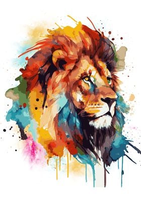 Colorful Lion Portrait