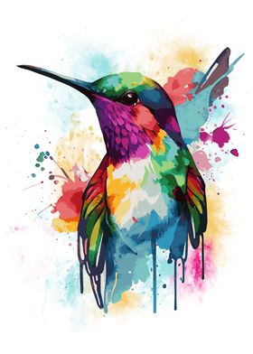 Watercolor Hummingbird Art