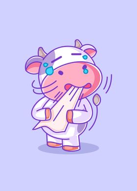 Cute cow is feeling so sad