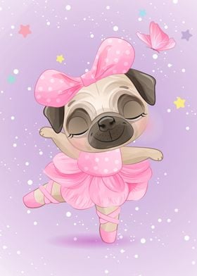 Cute Pug Ballet