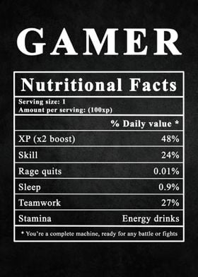 Gamer Nutritional Facts